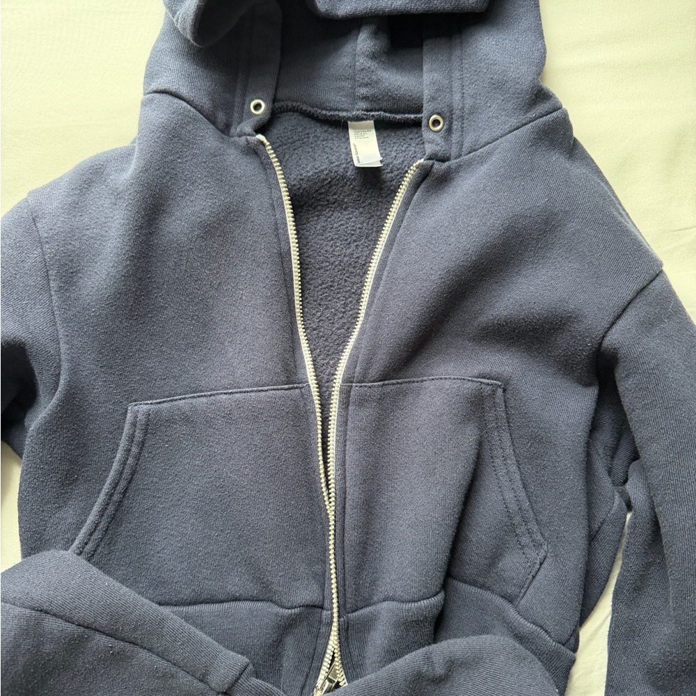 Navy Hooded American Apparel Cropped Zip up
